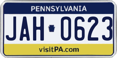 PA license plate JAH0623