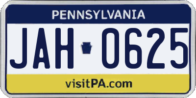 PA license plate JAH0625