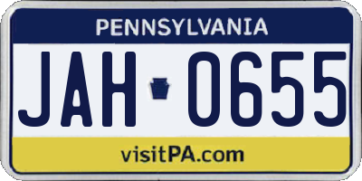 PA license plate JAH0655