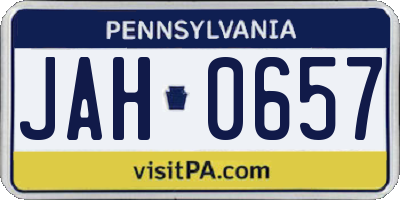 PA license plate JAH0657