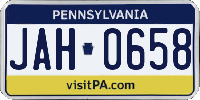 PA license plate JAH0658