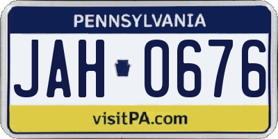 PA license plate JAH0676