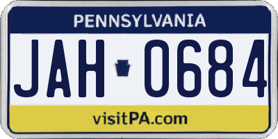PA license plate JAH0684