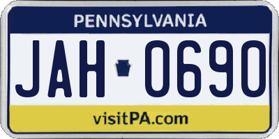 PA license plate JAH0690
