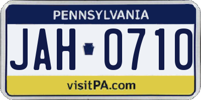 PA license plate JAH0710