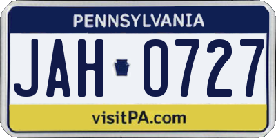 PA license plate JAH0727