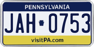 PA license plate JAH0753