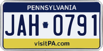PA license plate JAH0791