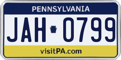 PA license plate JAH0799