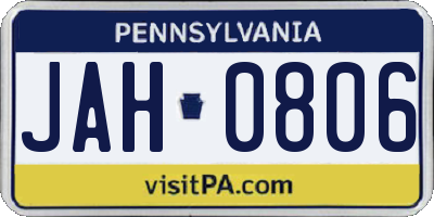 PA license plate JAH0806
