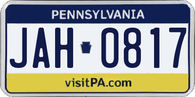 PA license plate JAH0817