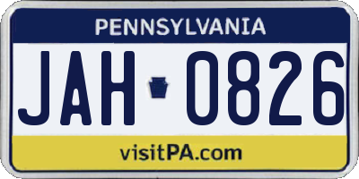 PA license plate JAH0826