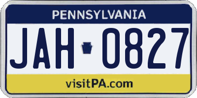 PA license plate JAH0827