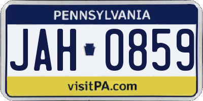 PA license plate JAH0859