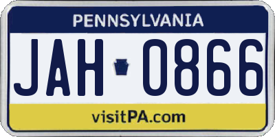 PA license plate JAH0866