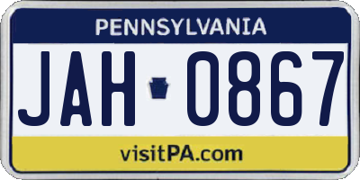 PA license plate JAH0867