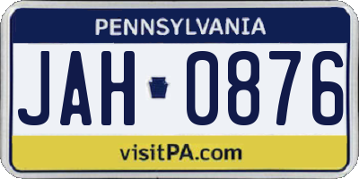 PA license plate JAH0876