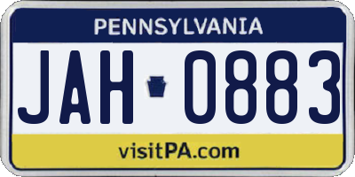 PA license plate JAH0883
