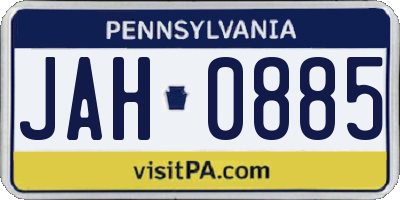 PA license plate JAH0885