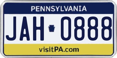 PA license plate JAH0888
