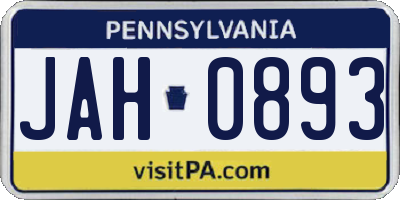 PA license plate JAH0893
