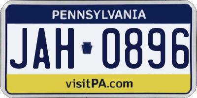 PA license plate JAH0896