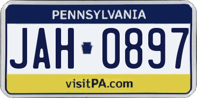 PA license plate JAH0897