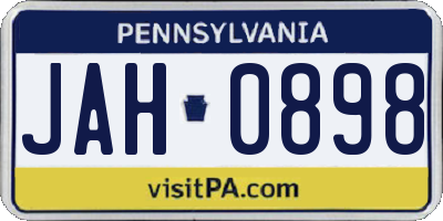 PA license plate JAH0898
