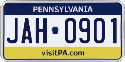 PA license plate JAH0901