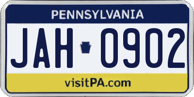 PA license plate JAH0902