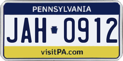 PA license plate JAH0912