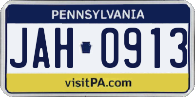 PA license plate JAH0913