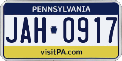 PA license plate JAH0917