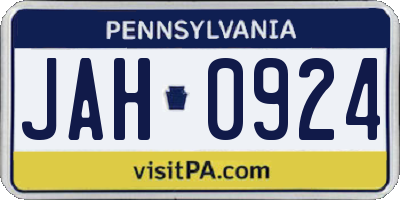 PA license plate JAH0924