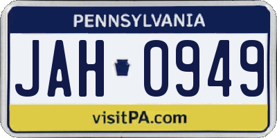 PA license plate JAH0949