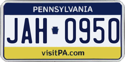 PA license plate JAH0950