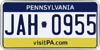 PA license plate JAH0955