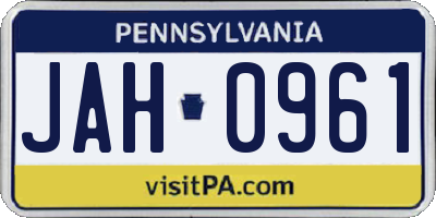 PA license plate JAH0961