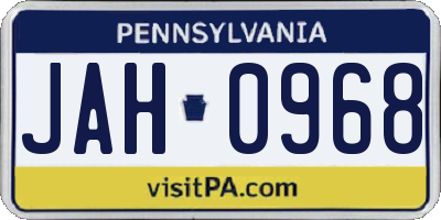 PA license plate JAH0968