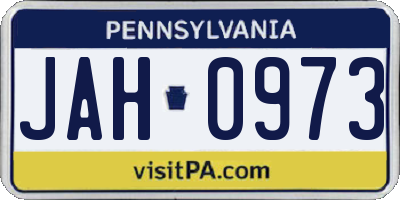 PA license plate JAH0973
