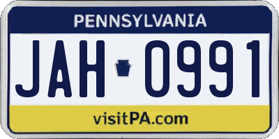PA license plate JAH0991