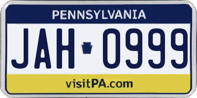 PA license plate JAH0999