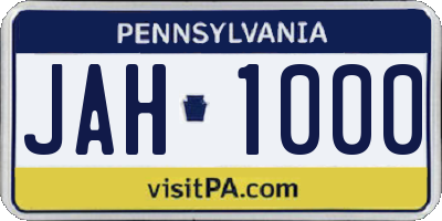 PA license plate JAH1000