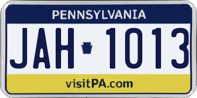 PA license plate JAH1013
