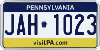 PA license plate JAH1023