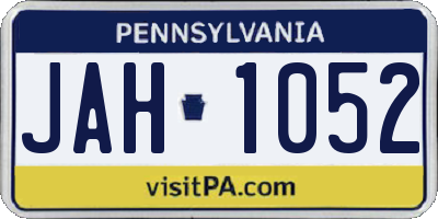PA license plate JAH1052