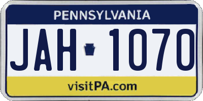 PA license plate JAH1070