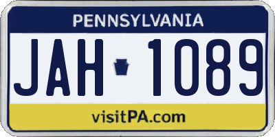 PA license plate JAH1089