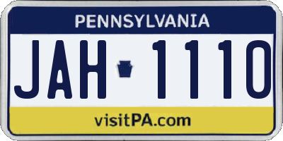 PA license plate JAH1110