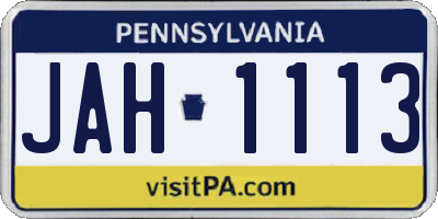PA license plate JAH1113